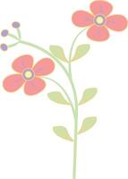 Hand Drawn Floral Botanical Branch. with Flat Cartoon Design Style. Isolated on White Background. vector
