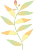 Hand Drawn Floral Botanical Branch. with Flat Cartoon Design Style. Isolated on White Background. vector