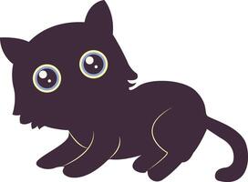 International Cat Day Silhouette with Cute Eyes Design. on the August. Isolated on White Background. vector