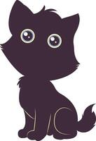 International Cat Day Silhouette with Cute Eyes Design. on the August. Isolated on White Background. vector