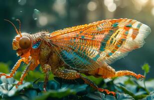 Cicada is large insect with colorful shell photo