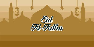 Eid al-Adha holiday background with colors and illustration objects that are typical of the celebration vector