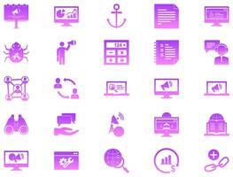 SEO Search Engine Optimization Glyph Gradient Icon pictogram symbol visual illustration Set vector