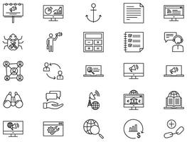 SEO Search Engine Optimization Line Icon pictogram symbol visual illustration Set vector