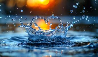 Water drop creating heart shape. A heart shaped water splash photo