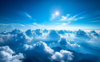 Blue sky and clouds from the airplane photo