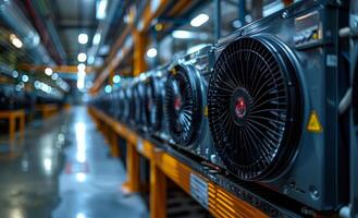 Powerful graphics cards for mining cryptocurrency digital money. Installing refrigeration technology photo