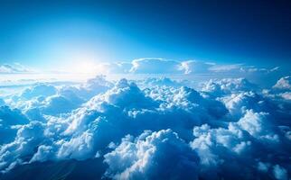 Clouds from above. A view from airplane window photo