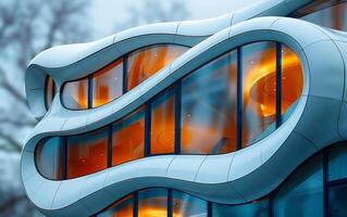 Modern architecture. The building with the wavy glass facade photo