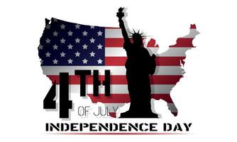 Independence Day of USA poster with American flag in the shape of the American territories vector