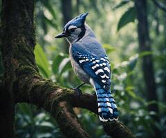 Sparrow, Eagle, Hawk, Owl, Pigeon, Crow, Robin, Parrot, Penguin, Flamingo, Swan, Hummingbird, Peacock, Woodpecker, Seagull, Toucan, Canary, Finch, Peli sitting on a branch in the natural green forest photo