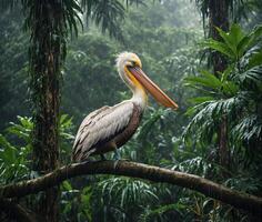 gorrión, águila, halcón, búho, paloma, cuervo, Robin, loro, pingüino, flamenco, cisne, colibrí, pavo real, pájaro carpintero, Gaviota, tucán, canario, pinzón, peli sentado en un rama en el natural verde bosque foto