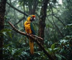 Sparrow, Eagle, Hawk, Owl, Pigeon, Crow, Robin, Parrot, Penguin, Flamingo, Swan, Hummingbird, Peacock, Woodpecker, Seagull, Toucan, Canary, Finch, Peli sitting on a branch in the natural green forest photo