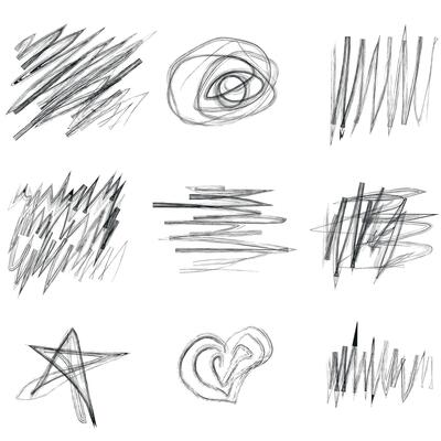 Doodles with charcoal pencil texture. illustration