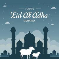 Flat Background with a theme about the Islamic Celebration of Eid al-Adha. for social media vector