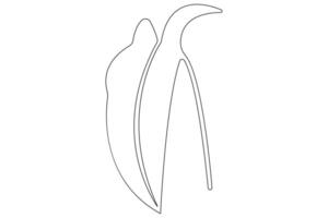 illustration continuous one line drawing of outline palm leaf design vector