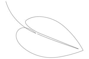 illustration continuous one line drawing of outline palm leaf design vector