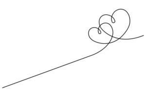 Continuous one line drawing of two hearts and romantic love symbol illustration vector