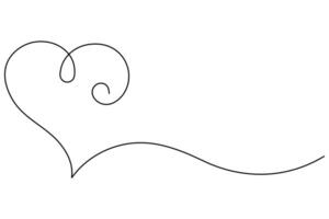 illustration continuous one line art drawing of outline heart design vector
