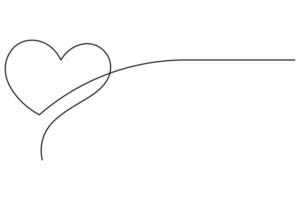illustration continuous one line art drawing of outline heart design vector