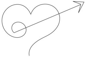 illustration continuous one line art drawing of outline heart design vector