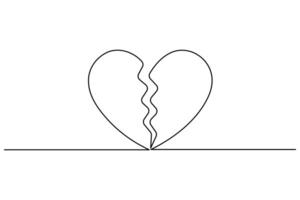 illustration continuous one line art drawing of outline heart design vector
