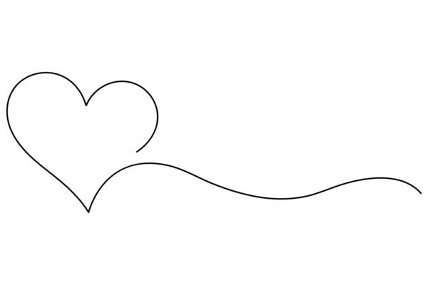 illustration continuous one line art drawing of outline heart design