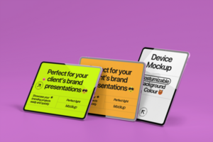 Fully editable tablet mockup design with minimal background psd
