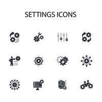 Settings icon set..Editable stroke.linear style sign for use web design,logo.Symbol illustration. vector