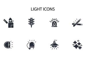 Light icon set..Editable stroke.linear style sign for use web design,logo.Symbol illustration. vector