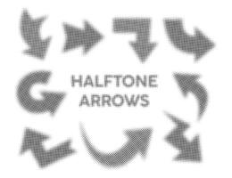 Halftone arrows. Dot arrows for design element vector