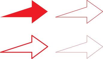 Collection of border line and solid arrow icons vector
