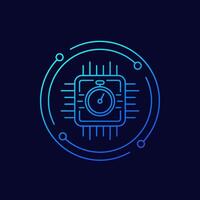 chipset performance test icon, linear design vector