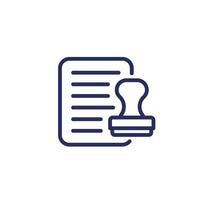 notary line icon with a stamp and a document vector