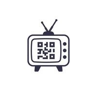old tv and qr code icon on white vector