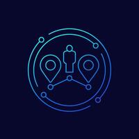 two ways icon, linear design vector