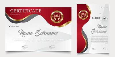 Appreciation certificate design with red white and gold theme. suitable for awards, graduation, certificates and others vector