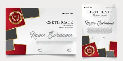 Appreciation certificate design with red white and gold theme. suitable for awards, graduation, certificates and others vector