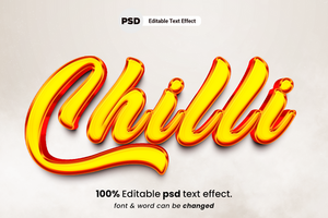 Chilli 3D Editable Text Effect psd