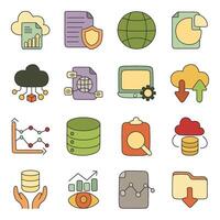 Pack of Data Analytics and Business Flat Icon vector