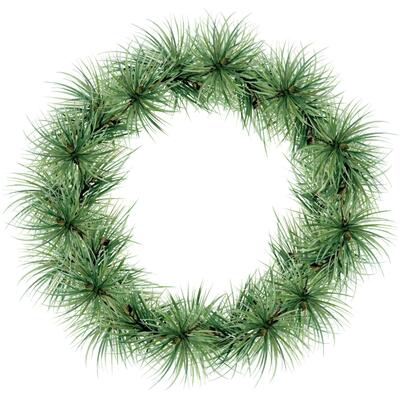 Pine tree, fir tree, spruce branches with needles. Watercolor hand drawn illustration, wreath frame isolated on white. Xmas, happy new year festive, noel navidad holiday. Cards, gifts, florist shop.