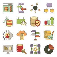 Pack of Big Data and Finance Flat Icon vector