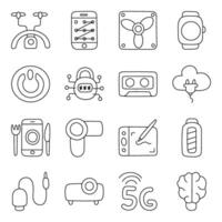 Set of Data and Technology Linear Icons vector