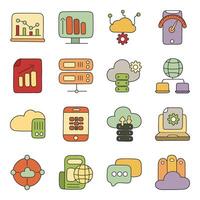 Pack of Big Data and Data Analytics Flat Icon vector