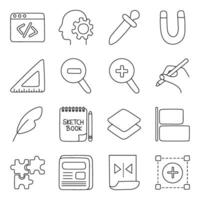 Set of Graphic Designing Linear Icons vector