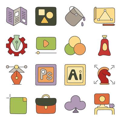 Set of Ps Tools Flat Icons