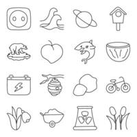 Set of Ecology and Nature Linear Icons vector