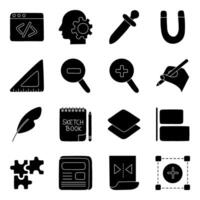 Set of Graphic Designing Solid Icons vector
