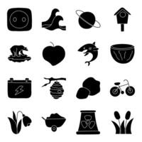 Set of Ecology and Nature Linear Icons vector