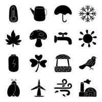 Set of Eco and Nature Linear Icons vector